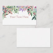 Waterverf bloemroze en olijfgroen visitekaartje (Voorkant / Achterkant)