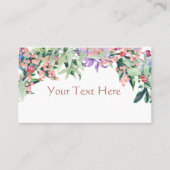 Waterverf bloemroze en olijfgroen visitekaartje (Voorkant)