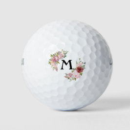 Waterverf Bloemroze Rozen Monogram Golfballen