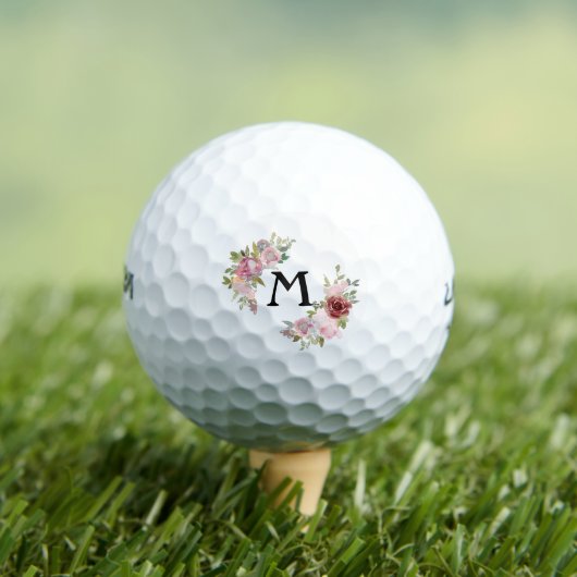 Waterverf Bloemroze Rozen Monogram Golfballen (Insitu Shirt)