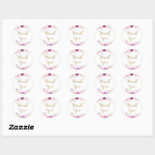 Waterverf Bloemrozen Gouden Script Bedankt Ronde Sticker (Vel)