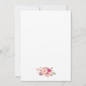 Waterverf Bloemrozen Roze Strik Bruidsdouche Kaart (Achterkant)