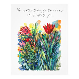 Waterverf bloemschildering met citaat  foto afdruk