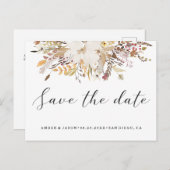 waterverf bloemsierromantiek modern Save the Date Aankondigingskaart (Voorkant / Achterkant)