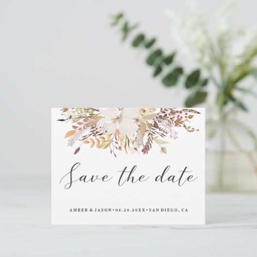 waterverf bloemsierromantiek modern Save the Date Aankondigingskaart (Staand voorkant)