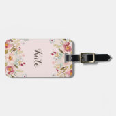 Waterverf Bloemstuk Aangepaste Monogram Bagage Lab Bagagelabel (Voorkant horizontaal)
