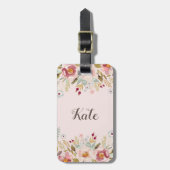 Waterverf Bloemstuk Aangepaste Monogram Bagage Lab Bagagelabel (Voorkant verticaal)