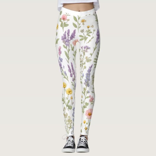 Waterverf Bloemstuk Legging met Wilde Bloemen (Voorkant)
