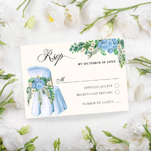 Waterverf bloemstuk stoel decoratie rsvp kaartje