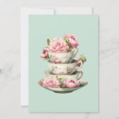 Waterverf Bloemstuk Theekopje Theepartij Kaart (Achterkant)