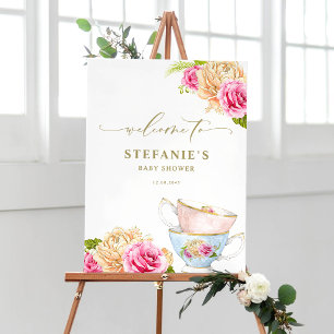 Waterverf Bloemstuk Theekopjes Botanische Baby Sho Poster