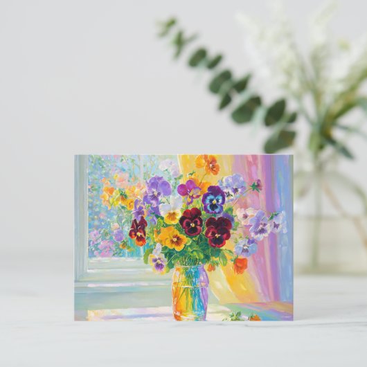 Waterverf Bloemstuk Viooltjes Briefkaart (Staand voorkant)