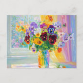 Waterverf Bloemstuk Viooltjes Briefkaart (Voorkant)