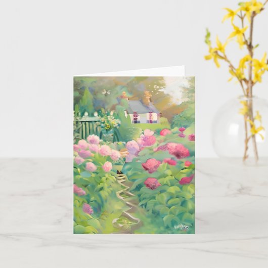 Waterverf bloemtuin aanpasbaar kaart (Gele Bloem)