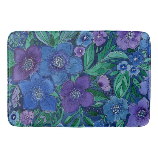 Waterverf, bloemtuin badmat (Voorkant)