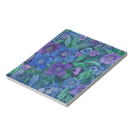 Waterverf, bloemtuin notitieblok (Linkerzijde)