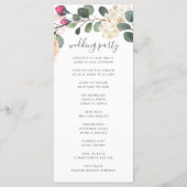 Waterverf bloemtuin. Roodbruingebladerde bruiloft Programmakaart (Achterkant)