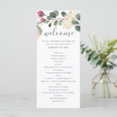 Waterverf bloemtuin. Roodbruingebladerde bruiloft Programmakaart (Staand voorkant)