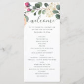 Waterverf bloemtuin. Roodbruingebladerde bruiloft Programmakaart (Voorkant)