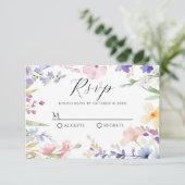Waterverf bloemveer RSVP kaartje (Staand voorkant)