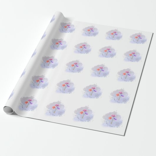 waterverf bloemverpakkingspapier cadeaupapier (Uitgerold)