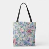 Waterverf Bloemvlinderpatroon Tote Bag (Achterkant)