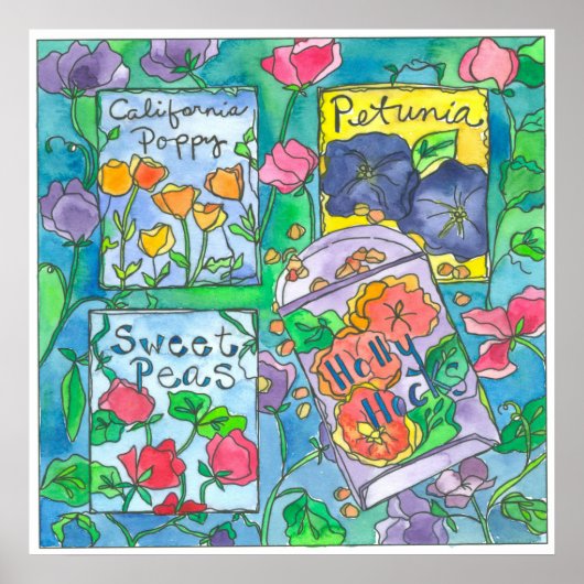Waterverf Bloemzaaipakketten Poster (Voorkant)