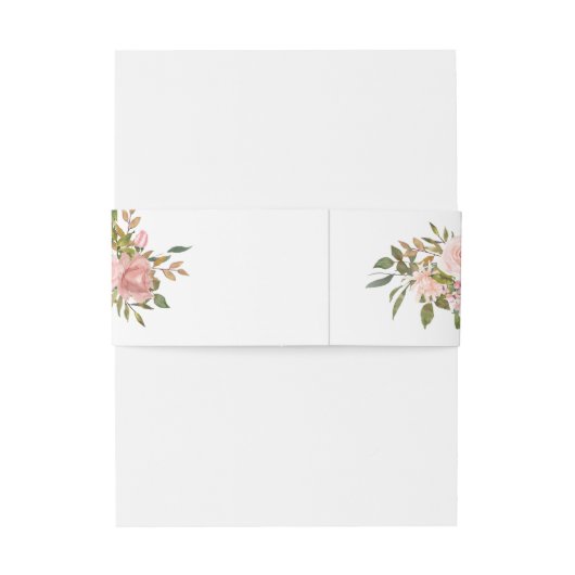 Waterverf bloesem Blush en Roos Goud Uitnodigingen Wikkel (Achterkant Voorbeeld)