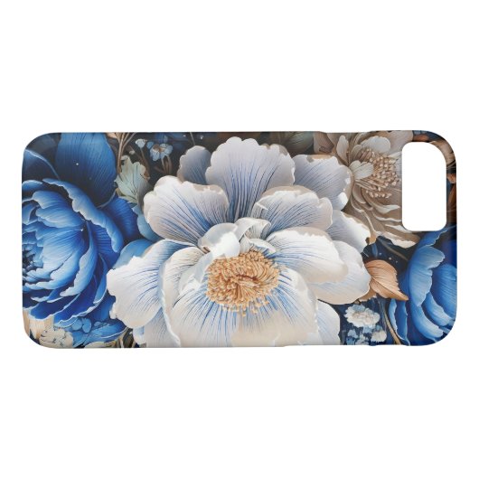 Waterverf Bloesem in Blauw en Wit, Case-Mate iPhone Case (Achterkant (Horizontaal))