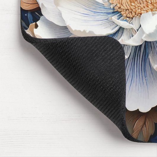 Waterverf Bloesem in Blauw en Wit, Muismat (Hoek)