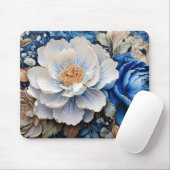 Waterverf Bloesem in Blauw en Wit, Muismat (Met muis)