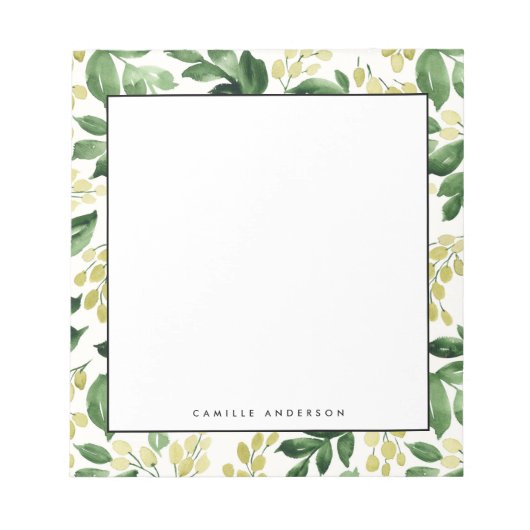 Waterverf bloesem laat patroon op maat notitieblok (Voorkant)