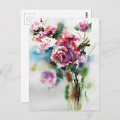 Waterverf bloesem schilderen briefkaart (Voorkant / Achterkant)