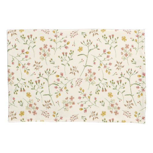 Waterverf bloesempatroon kussensloop (Voorkant-Links)