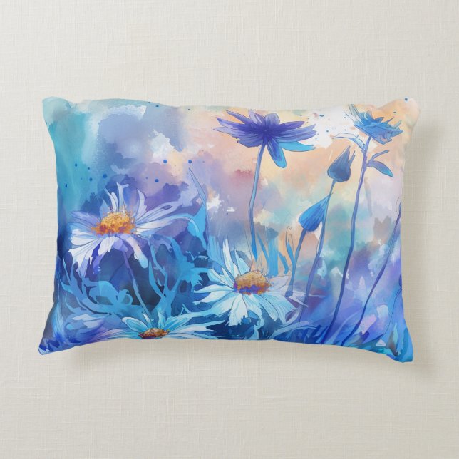 Waterverf Bloesems: Accent Floral Sierkussen Kussen (Achterkant)