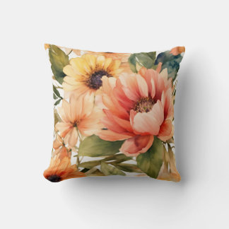 Waterverf bloesems: bloemontwerp kussen Collecti