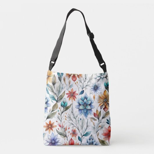 Waterverf bloesems crossbody tas (Achterkant)