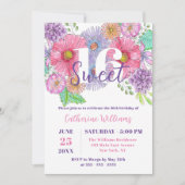 Waterverf Bloesems en GroenZoete 16 Verjaardag Kaart (Voorkant)