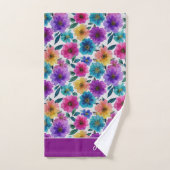 Waterverf Bloesems Kleurrijke Bloemnaam Bad Handdoek (Handdoek)