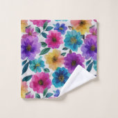 Waterverf Bloesems Kleurrijke Bloemnaam Bad Handdoek (Wasdoekje)