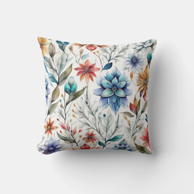 Waterverf bloesems kussen (Voorkant)
