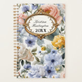 Waterverf Bloesems met Gouden Lijst Planner (Voorkant)