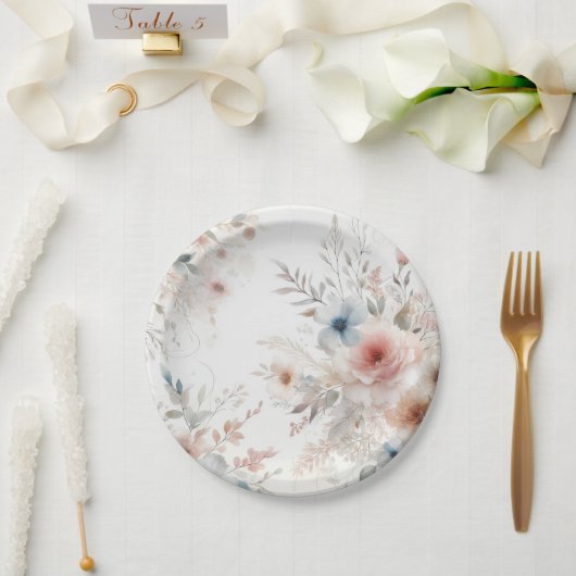 "Waterverf bloesems: moderne bloempapier Borden Papieren Bordje (Huwelijk)