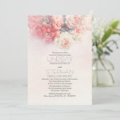 waterverf bloeskleurig roze repetitie diner kaart (Staand voorkant)