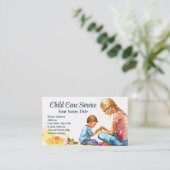 Waterverf blokkeert babysitter kinderopvangtherape visitekaartje (Staand voorkant)