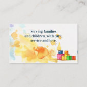 Waterverf blokkeert babysitter kinderopvangtherape visitekaartje (Achterkant)