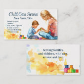 Waterverf blokkeert babysitter kinderopvangtherape visitekaartje (Voorkant / Achterkant)