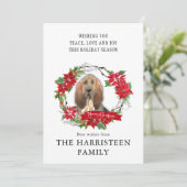 Waterverf Bloodhound Poinsettia Kerstmis Wreater Feestdagenkaart (Staand voorkant)