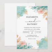 Waterverf Bloom Arch Wedding Kaart (Voorkant / Achterkant)