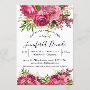 Waterverf Bloom Bridal Shower Kaart
